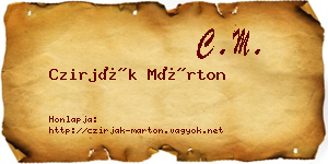 Czirják Márton névjegykártya